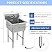 ROCKPOINT Stainless Steel Prep & Utility Sink with 8