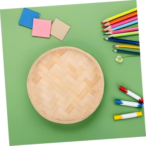 Amosfun Handmade Woven Bamboo Round Sieve Tray Multipurpose Wall Art and Serving Basket for Home Decoration Bedroom Accent and Holiday Gatherings - Image 7