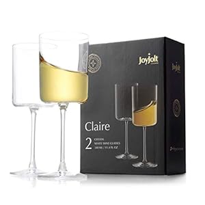 JoyJolt Claire 11.4oz White Wine Glass Set. White Wine Glasses Set of 2 Crystal Glasses. Elegant Stemware Stemmed Wine…