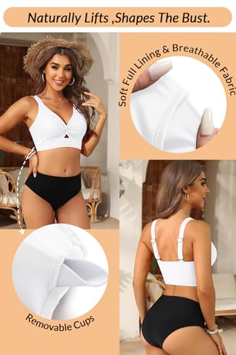 Image of Women's Bikini Top - Supportive Swimsuit for Large Bust - 2025 Cut Out Twist Swim Top