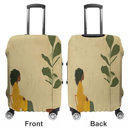 Potted Plant And Woman Travel Luggage Cover Washable Anti-scratch Suitcase Protector Dustproof Protective Cover Case for Wheeled Luggage Fits 19-32 Inch Luggage3