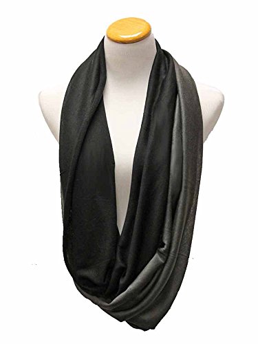 Luxury Divas Black & Grey Two-Tone Jersey Knit Infinity Scarf2