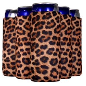 QualityPerfection Slim Can Cooler Sleeves, Neoprene 4mm Thickness (6 Units) Beer/Energy Drink Tall Skinny 12oz Neoprene Holder (6, Leopard)