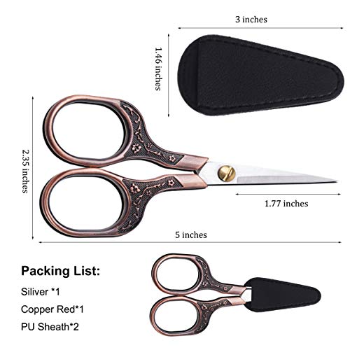 Small Sharp Scissors for Hair Cutting, Beard, Eyebrow, Nose, Facial Hair, Beauty | Sewing Trimming Scissors for Embroidery, Yarn Fabric, Thread, Craft & Crochet