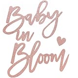 Rose Gold Baby in Bloom Sign Baby Shower - Large Glitter Baby Shower Felt Banner Letters for Arch Backdrop Gender Reveal Girl or Boy Theme Pregnancy Announcement Party Wall Decorations