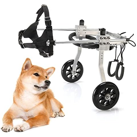 ANMAS POWER Dog Wheelchair Dog Mobility Harness,Rear Support Wheelchair, Hind Legs Rehabilitation Aluminium Material 2 Wheels (Small Size) Cover