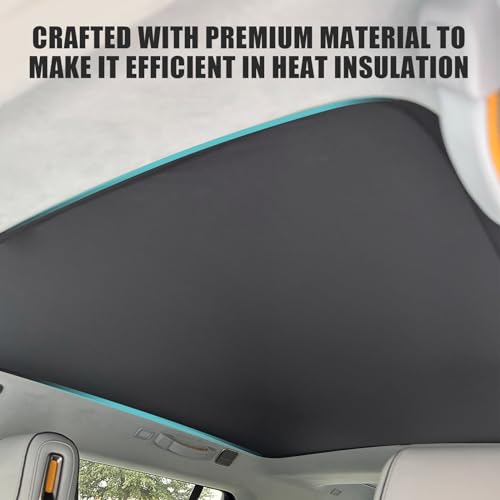 Image of BestEvMod Foldable Roof Sunshade Compatible with 2022-2025 2026 Rivian R1S Accessories Upgraded Heat Reflective Tech Accessories Sunroof Reflective Sun Shade(Front Only Black)