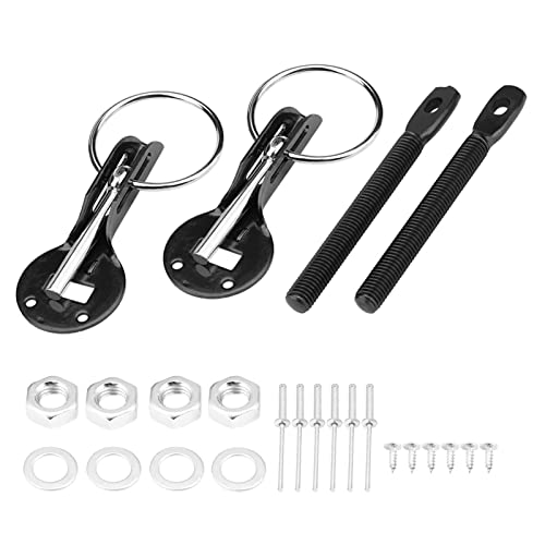 Hood Pin Lock Kit, Stainless Steel Bonnet Engine Hood Pin Pins Lock Latch Kit Universal Automotive Replacement Parts for Racing Sport Car