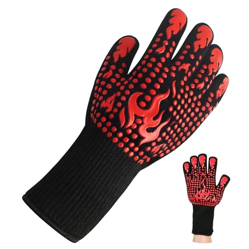 Gants de Barbecue Gants Four Anti Chaleur Jusqu'à 800°C, Universel Gant Barbecue Anti Chaleur Gant de Cuisine Outils Barbecue Gants Antidérapants de Cuisson...