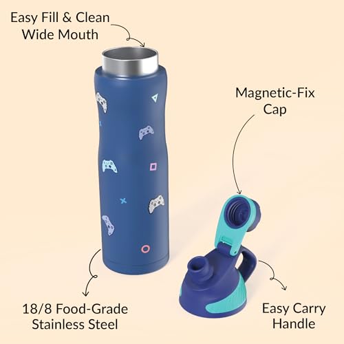 Image of Rabitat ZYLO Max Insulated Water Bottle for School Kids 750ml | Steel Water Bottle for Kids | Kids Water Bottle | 2 Year Brand Warranty | Hot & Cold Upto 24 Hours | School, Gym, Outdoor GameOn