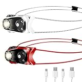 ABUSVEX Headlamp Rechargeable 2PCS,1000 Lumen Ultra-Light Bright LED Headlight with White Red Light,Ultralight Waterproof Motion Sensor Head Lamp,4 Mode for Outdoor Camping Running