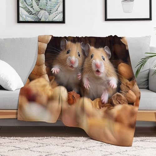 Couverture jeté flannel douce plaid chaud hamster pour sofa - 3