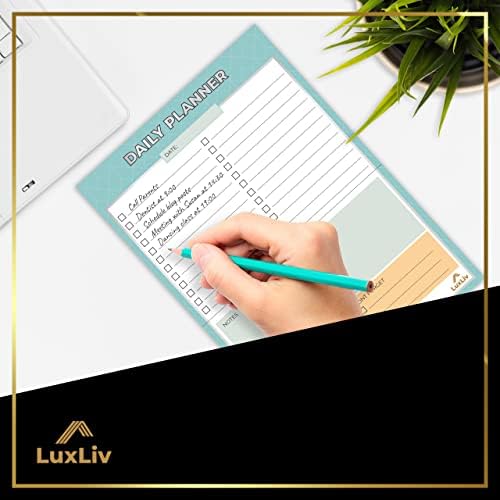 LuxLiv ® Daily Planner Notepad & To do List Memo Pad with fridge magnets - 50 Sheets - Productivity Organiser To Do List for University Students, Home & Office Stationary Study