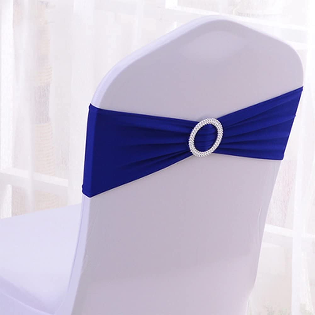 Noeuds de Chaise Elastique 50 PCS Décor Mariage Fête Baptême Bleu Royal