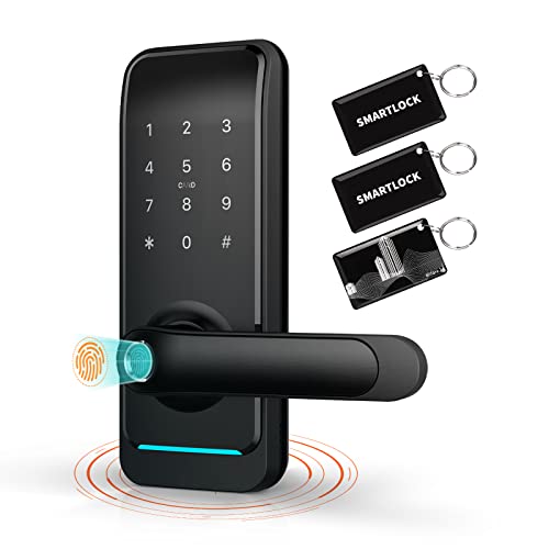 Keyless Entry Door Lock, Smart Lock Front Door, Smart Digital Keypad Door Lock, Smart Door Lock, Bluetooth Passcode Door Lock, Fingerprint Door Lock, Front Handle Compatible with Alexa By Holify