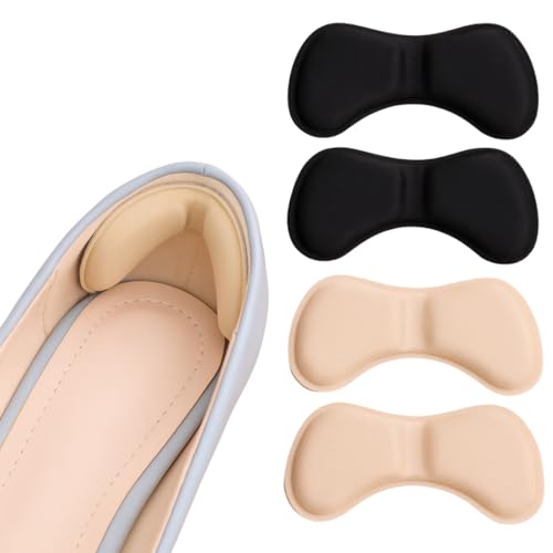 Kit 4 Pares Protetor Calcanhar Calcanheira Tênis Sapatos Folgados Bege e Preto