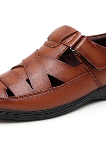 Image of BRUTE Faux Leather Sandals for Men | Fisherman Sandals | Closed Sandals