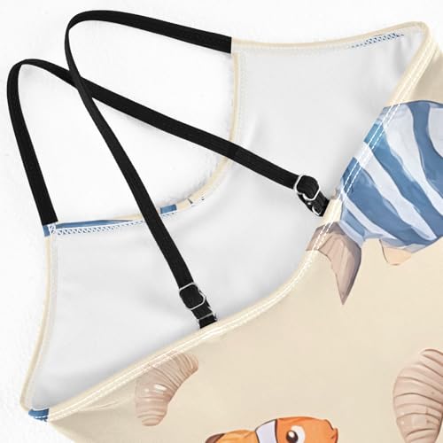 Girls Swimsuit Whale Fish Pattern One Piece Swimwear4