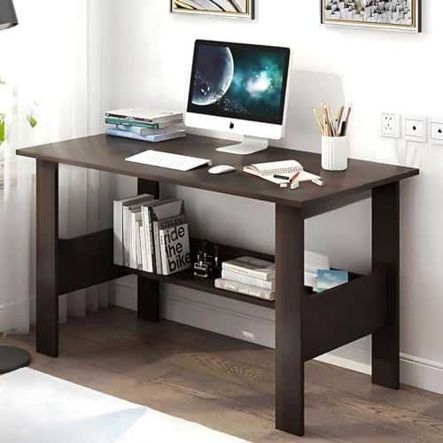 Image of MATTERHORN Engineered Wood Office Table, Work from Home Table with Shelf for Storage (DIY, 900 x 500 x 800 cm, MOOT0126-10001) (Black)