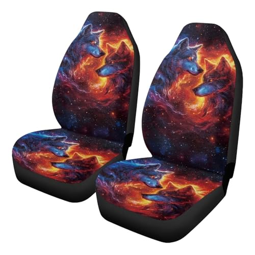 Housse de siège de voiture avant loup de flamme 52x138 cm pour SUV et berline