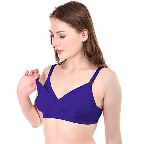 Image of Women Maternity Non Padded Bra - Made of Pure Cotton Full Coverage Non Wired Seamless Pushup Soft Cup for T-Shirt Saree Dress Sports Garment for Daily Use Everyday