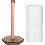 MyGift Industrial Copper-Tone Pipe & Burnt Wood Countertop Paper Towel Holder