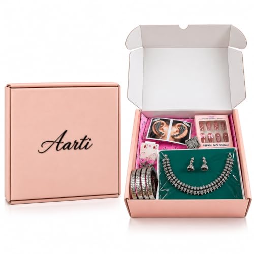 Image of Navratri Collection,7 Items | Gifting Combo for Women & Girls, Festive Jewellery Gift Set with Earrings, Bangles & Necklace, Traditional Indian Ethnic Accessories, Navratri Gift Hamper for Wife, Sister, Mother & Friends