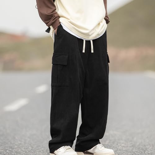 Work Pants for Men Vintage Corduroy Cargo Pants Mens Teenage Casual School Activity Trousers Outdoor Streetwear Loose2