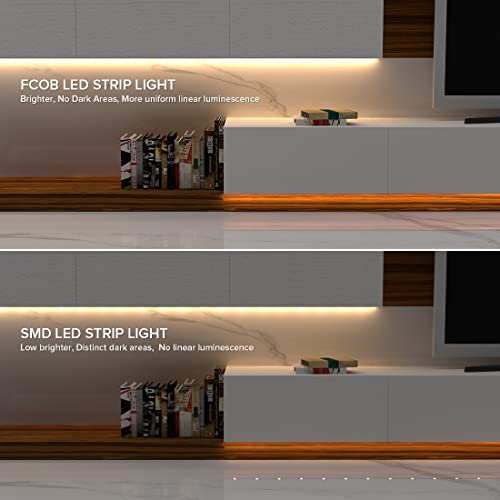 Image of USB LED Light Strip 6.56FT, 5 Volt USB Powered COB LED Tape Lights, 6000K Daylight White 8mm High Density Flexible Strips CRI90+ for TV Backlight Under Cabinet Bedroom, No Controller and Power