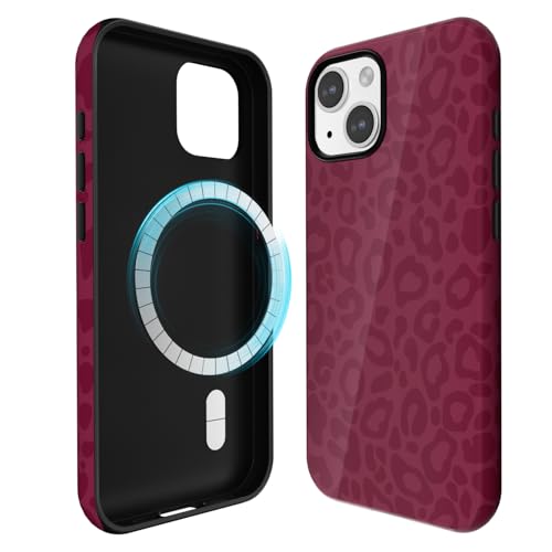 Coque iPhone 15 Plus bordeaux magnétique fine en silicone souple et plastique rigide