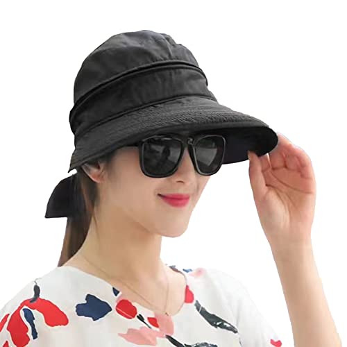 Sonnenhut Damen Strandhut Sonnenschutz Sommerhut mit Reißverschluss Breite Krempe Kappe Faltbar Visor Cap Abnehmbar Sonnenmütze Atmungsaktiv Frauenhut Outdoor Schirmmütze für Reisen Camping Golf
