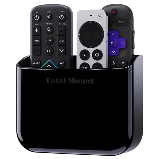 TotalMount Hole-Free Remote Holder - Eliminates Need to Drill Holes in Your Wall (for 2 or 3 Remotes - Black - Quantity 1)