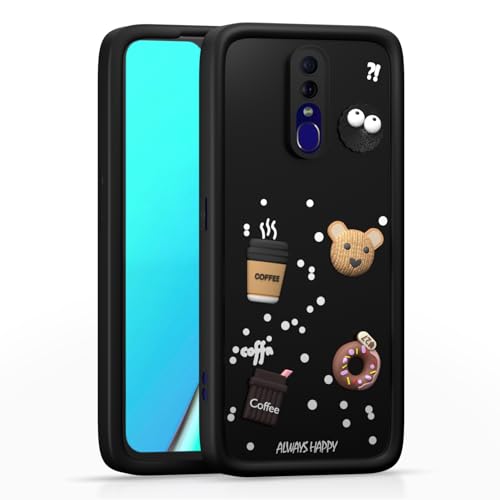 Image of Pikkme Back Cover for Oppo F11 | Cute Fun Cartoon 3D Bear Silicone Full Body Protection Bumper Case (Black)