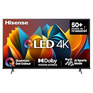 Hisense 65E7NQ 164 cm (65 Zoll) Fernseher, 4K UHD, QLED, HDR10, HDR10+ decoding, HLG, Dolby Vision Atmos, 60Hz Panel, Smooth Motion, Bluetooth, Alexa Built-in, VIDAA Voice, Schwarz [2024]