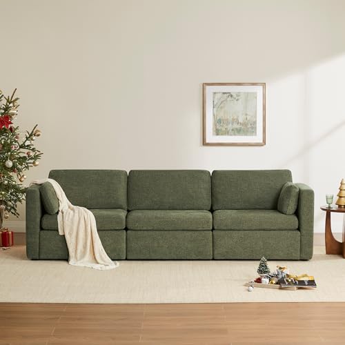 Image of CHITA 112 inch Modular Sectional Sofa, 3 Seat Modular Couch, Moss Green