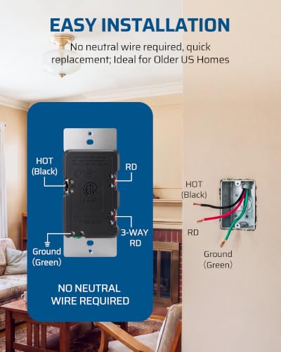 DEWENWILS Dimmer Light Switch, Single Pole/3-Way Slide Dimmer Light Switch - image 3