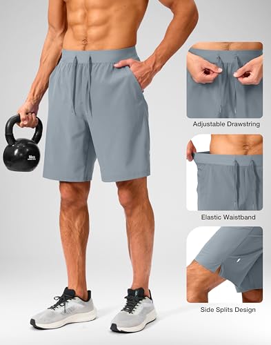 Image of Soothfeel Men's Running Shorts with Zipper Pockets 9 inch / 7 inch / 5 inch Quick Dry Eight Basketball Gym Workout Athletic Shorts