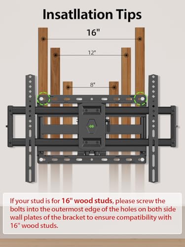 USX-Mount-Full-Motion-TV-Wall-Mount-for-Most-42-86-inch-Flat-ScreenLED4K-TV-Mount-Bracket-Dual-Swivel-Articulating-Tilt-6-Arms-Fits-8-12-16-Wood-StudsMax-VESA-600x400mm-Holds-up-to-132lbs USX Mount Full Motion TV Wall Mount for Most 42-86 inch Flat Screen/LED/4K, TV Mount Bracket Dual Swivel Articulating Tilt 6 Arms, Fits 8” 12” 16" Wood Studs,Max VESA 600x400mm, Holds up to 132lbs - Image 6