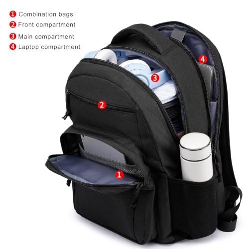 Image of Backpack for Boys, Sturdy Backpack 36L for Boys Middle High School | 600D Water-Resistant Laptop Bag with 17.3 Inch Compartment, Ergonomic Anti-Theft Student Bookbag, Black