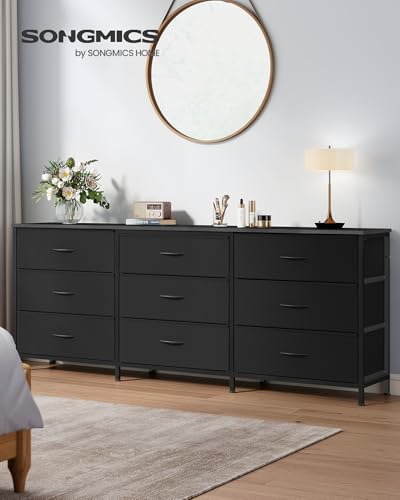 Image of SONGMICS Dresser with 9 Fabric Drawers, TV Stand for TVs Up to 70 Inches