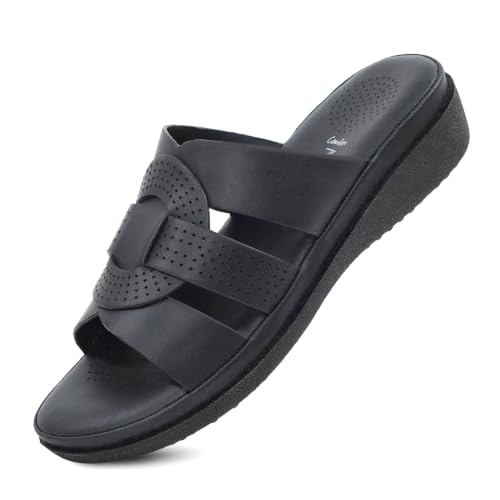 Image of Moshun Criss Cross Sandals for Women & Girls | Multi Strap & X Strap Flat Sandals, Bounce Back Technology Footbed with Adjustable Strap, Anti-Slip Sole | Lightweight Daily Wear Casual Slip-On Sandals