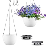 Kvetto Hanging Planters for Indoor Outdoor Plants, Set of 2 Self Watering Hanging Pots...