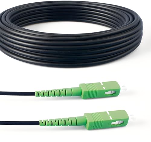 Elfcam® - 10m/32.8ft Armored Fiber Optic Cable for Outdoor and Indoor SCA to SCA Simplex Singlemode, Compatible with FTTH Cables, 10 Meters