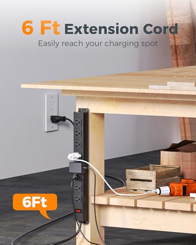 TESSAN Multitoma de Metal, 8 Salidas, 1 Interruptor, Cable de Extensión de 1.83 m miniatura 6