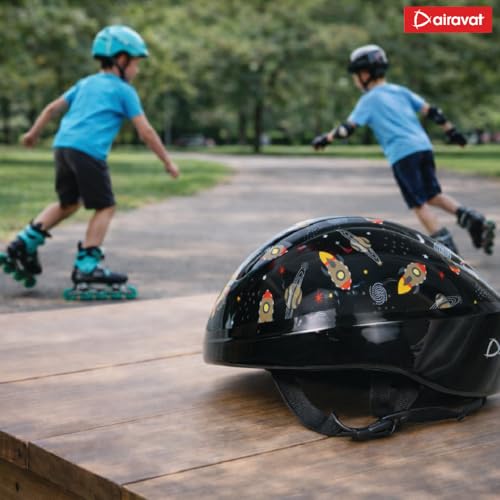 Image of Airavat Mini Rider Kids Cycling & Skating Helmet, Aerodynamic Shape, Size Adjustable with Quick Release Buckle (Black, Extra Small (44-48 cm))