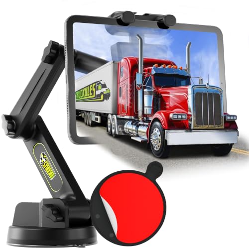 Tablet Holder for Truck Tablet Mount - iPad Mount for Truck Heavy Duty Super Suction Cup 16.7 inch Long Arm & Stable Device & iPad Holder for Dashboard Dashboard Pad Windshield and Window -Big Rig