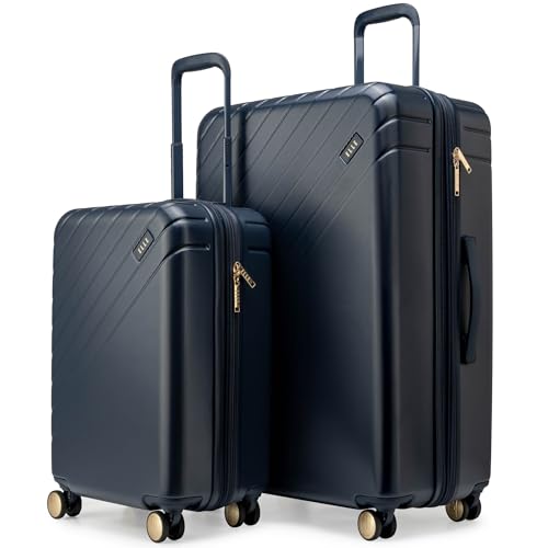 Elle Louvre 2 Piece Expandable Polycarbonate Spinner Luggage Set | Navy