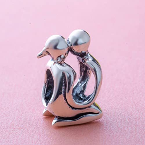 Image of Valentines Day Charm-925 Sterling Silver Kissing Couple, Adoption Symbol, Princess Heart, Cupid's Arrow, Love Birds Pendant Beads, fits European Charms Bracelet, Gifts for Women /Bride /Daughter