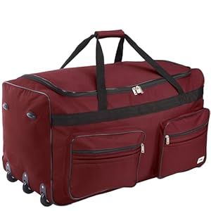 DEUBA Reisetasche | mit Trolleyfunktion | Rollen mit Kugellager | Teleskopgriff | abschließbar -【Farb-und Größenauswahl】 Sporttasche Reisetrolley Gepäcktasche, Rot, 85L = 70 x 36 x 34 cm (LxBxH)