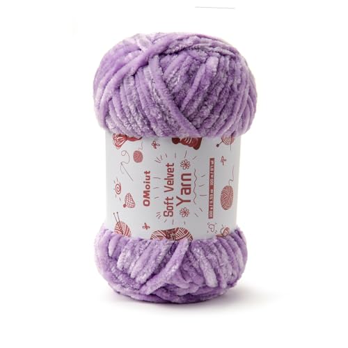 Image of 100g Fluffy Velvet Chenille Yarn for Crocheting and Knitting, 80m (87.5yd) Baby Yarn for Crocheting Soft, Crochet Chunky Yarns Amigurumi Yarns (Light Purple)
